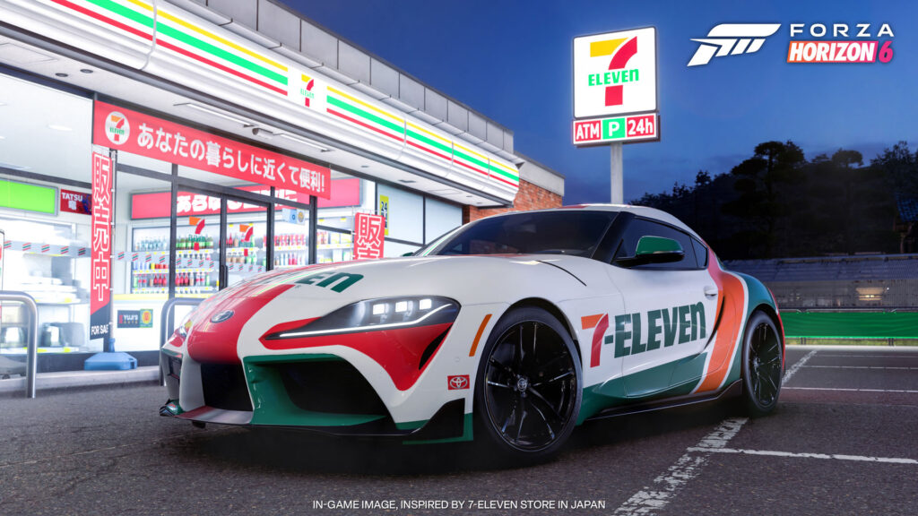Toyota Supra com pintura da 7-Eleven em Forza Horizon 6